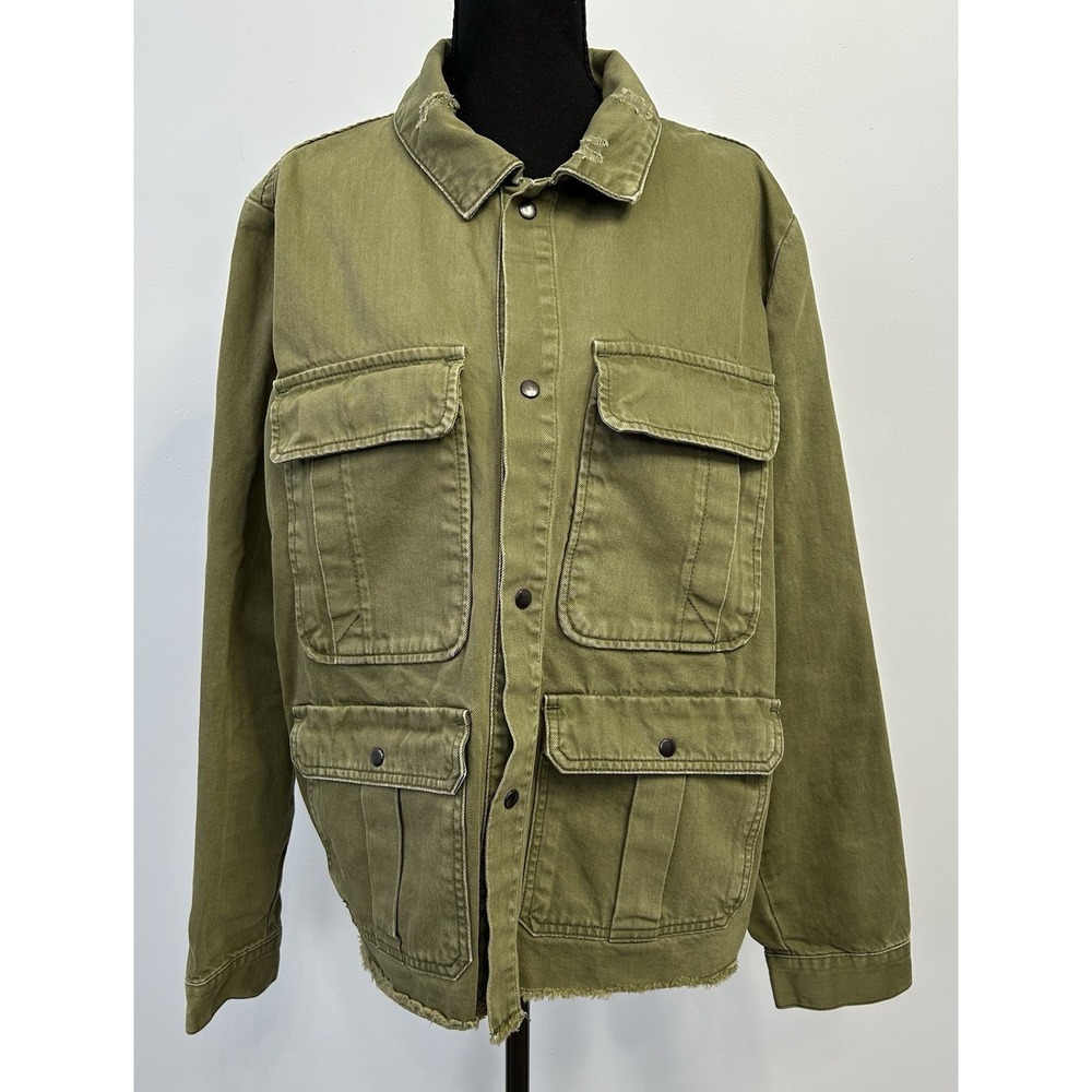 ASOS Men's Olive Green Military Jacket Button Pockets Size‎ L Chest 40-42